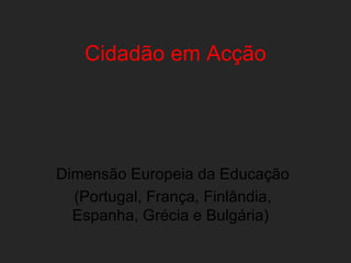Cidadão em Acção Dimensão Europeia da Educação (Portugal, França, Finlândia, Espanha, Grécia e Bulgária)  