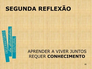 SEGUNDA REFLEXÃO APRENDER A VIVER JUNTOS REQUER  CONHECIMENTO  