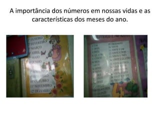 A importância dos números em nossas vidas e as
       características dos meses do ano.
 