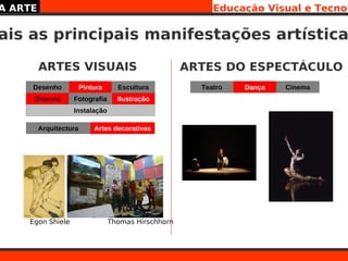A ARTE                                                     Educação Visual e Tecnol

ais as principais manifestações artís...