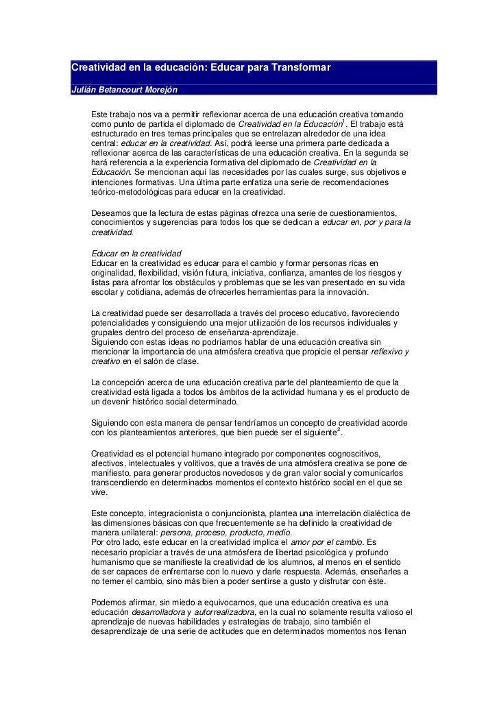 Educar en la creatividad