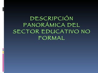 DESCRIPCIÓN PANORÁMICA DEL SECTOR EDUCATIVO NO FORMAL 