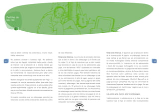 Perfiles de
 las TIC




     todo se deben controlar los contenidos o, mucho mejor,      de vista diferentes:                                          Relaciones Internas. O aquellas que se producen dentro
     hablar sobre ellos.                                                                                                       de la misma acción de jugar a un videojuego, dentro de
                                                                 Relaciones Externas. Los vínculos de amistad y afectivos
                                                                                                                               cada partida, y que tienen que ver principalmente con
     No podemos encerrar a nuestros hijos. No podemos            que se dan en torno a los videojuegos y el mundo que
69                                                                                                                             los modos multijugador (varias personas compartiendo         69
     evitar que les lleguen contenidos inadecuados a través      los rodea. Es el tipo de relaciones que se dan cuando
                                                                                                                               la misma partida). La interacción de los adolescentes
     de Internet o de la televisión de la misma manera que       hay reuniones en casa de uno de los adolescentes para
                                                                                                                               a través de los juegos multijugador no es una cuestión
     no podemos evitar que tengan encuentros desagradables       jugar, o en las famosas “KDD” (quedadas) en cibercafés
                                                                                                                               minoritaria en absoluto: los juegos de este estilo basados
     en la calle. Lo que podemos y debemos hacer es darles       o sitios habilitados al respecto para hacer partidas en red
                                                                                                                               en mundos que explorar y recorrer de forma más o menos
     las herramientas de responsabilidad para saber cómo         de los más diversos juegos. Pero también hablamos de
                                                                                                                               libre funcionan como auténticas redes sociales (ver
     interpretar esos contenidos y cómo actuar ante ellos.       otras actividades relacionadas con los videojuegos y que
                                                                                                                               apartado sobre las redes sociales en esta misma guía)
                                                                 no son estrictamente el acto de jugar: quedar en grupo
     Nuestra obligación es darles la posibilidad de elegir. Es                                                                 además de como videojuegos. World of Warcraft es el
                                                                 para visitar tiendas de juegos, foros y páginas web sobre
     momento de que se equivoquen ahora que están bajo                                                                         juego que mejor ejemplifica esto, hay una comunidad de
                                                                 consolas y videojuegos, leer prensa especializada sobre
     nuestra protección. Especialmente en estas edades ellos                                                                   dimensiones inmensas alrededor de dicho juego. Por eso
                                                                 este mundo, etc. El ambiente de los videojuegos invita
     quieren experimentar y jugar a que ya son adultos, por lo                                                                 los videojuegos son mucho mejor negocio que el cine o
                                                                 mucho al gregarismo y al fenómeno fan; los aficionados a
     que en muchos casos deberán aprender con experiencias                                                                     la televisión, por ejemplo.
                                                                 los videojuegos suelen también disfrutar con otras formas
     duras y difíciles.
                                                                 de cultura popular como los cómics, los juegos de rol, la     Los padres y las madres ante los videojuegos:
     Se puede considerar que los videojuegos permiten las        ciencia ficción o el género fantástico; todo ello lleva a
                                                                                                                               Tradicionalmente la adolescencia es la fase en la que
     relaciones sociales entre adolescentes desde dos puntos     sentirse parte de una gran comunidad de personas que
                                                                                                                               nuestros hijos e hijas se sienten más incomprendidos
                                                                 comparten los mismos intereses.
 