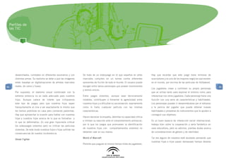 Perfiles de
 las TIC




     desarrollados, combaten en diferentes escenarios y con        Se trata de un videojuego en el que expertos en artes         Hay que recordar que este juego tiene millones de
     distintas armas. Su realismo se debe a que las imágenes       marciales compiten en un torneo contra diferentes             suscriptores y es uno de los mayores negocios que existen
     están basadas en digitalizaciones de artistas marciales       oponentes de ficción de todo el mundo. El usuario puede       en el mundo, por encima de las películas de Hollywood.
86   reales, de carne y hueso.                                     escoger entre varios personajes que poseen movimientos                                                                    86
                                                                                                                                 Los jugadores crean y controlan su propio personaje
                                                                   y estilos únicos.
     Por supuesto, el realismo visual combinado con la                                                                           que se utiliza tanto para explorar el entorno como para
     extrema violencia no es nada adecuado para nuestros           Estos juegos violentos, aunque sean técnicamente              interactuar con otros jugadores. Cada personaje tiene una
     hijos. Aunque carece de interés que critiquemos               notables, contribuyen a fomentar la agresividad entre         función con una serie de características y habilidades.
     este tipo de juegos pero que nuestros hijos vayan             nuestros hijos y a dificultar su socialización, exactamente   Los personajes pueden ir desarrollándose por el esfuerzo
     tranquilamente al cine a ver exactamente lo mismo que         como lo haría cualquier película con las mismas               y la pericia del jugador que puede obtener nuevas
     les hemos prohibido en casa pero comiendo palomitas.          características.                                              habilidades o proveerse de instrumentos que le ayuden a
     Hay que aprovechar la ocasión para hablar con nuestras                                                                      conseguir sus objetivos.
                                                                   Hacen decrecer la empatía, debilitan la capacidad crítica
     hijas y nuestros hijos acerca de lo que es formativo y
                                                                   e inhiben su reacción ante el comportamiento antisocial,      Es un buen espacio de interacción social internacional,
     lo que es deformativo. Es una gran hipocresía criticar
                                                                   por lo que los juegos que promueven la identificación         trabaja bien sobre la cooperación y sería fantástico en
     los videojuegos violentos pero no criticar las películas
                                                                   de nuestros hijos con     comportamientos violentos no        usos educativos, pero es adictivo, plantea dudas acerca
     violentas. De este modo nuestros hijos e hijas sufrirán las
                                                                   deberían caer en sus manos.                                   de consideraciones de género y de identidad.
     consecuencias de nuestra incoherencia.
                                                                   World of Warcraft                                             Tal vez alguno de nosotros esté asustado pensando que
     Street Fighter
                                                                                                                                 nuestras hijas e hijos pasan demasiado tiempo delante
                                                                   Permite que jueguen al mismo tiempo miles de jugadores.
 