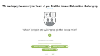 We are happy to assist your team -if you find the team collaboration challenging
 