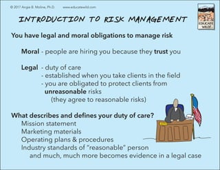 Wilderness Risk Management - How to NOT Kill Your Clients | PDF