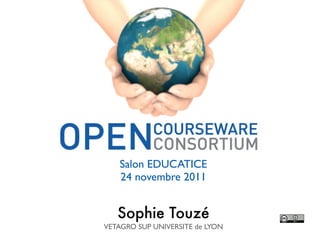 Salon EDUCATICE
    24 novembre 2011


   Sophie Touzé
VETAGRO SUP UNIVERSITE de LYON
 