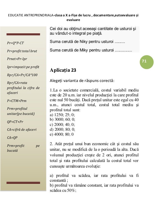 Educatie Antreprenoriala Caiet De Lucru