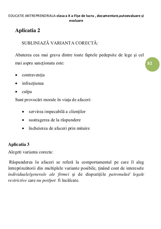 Educatie Antreprenoriala Caiet De Lucru