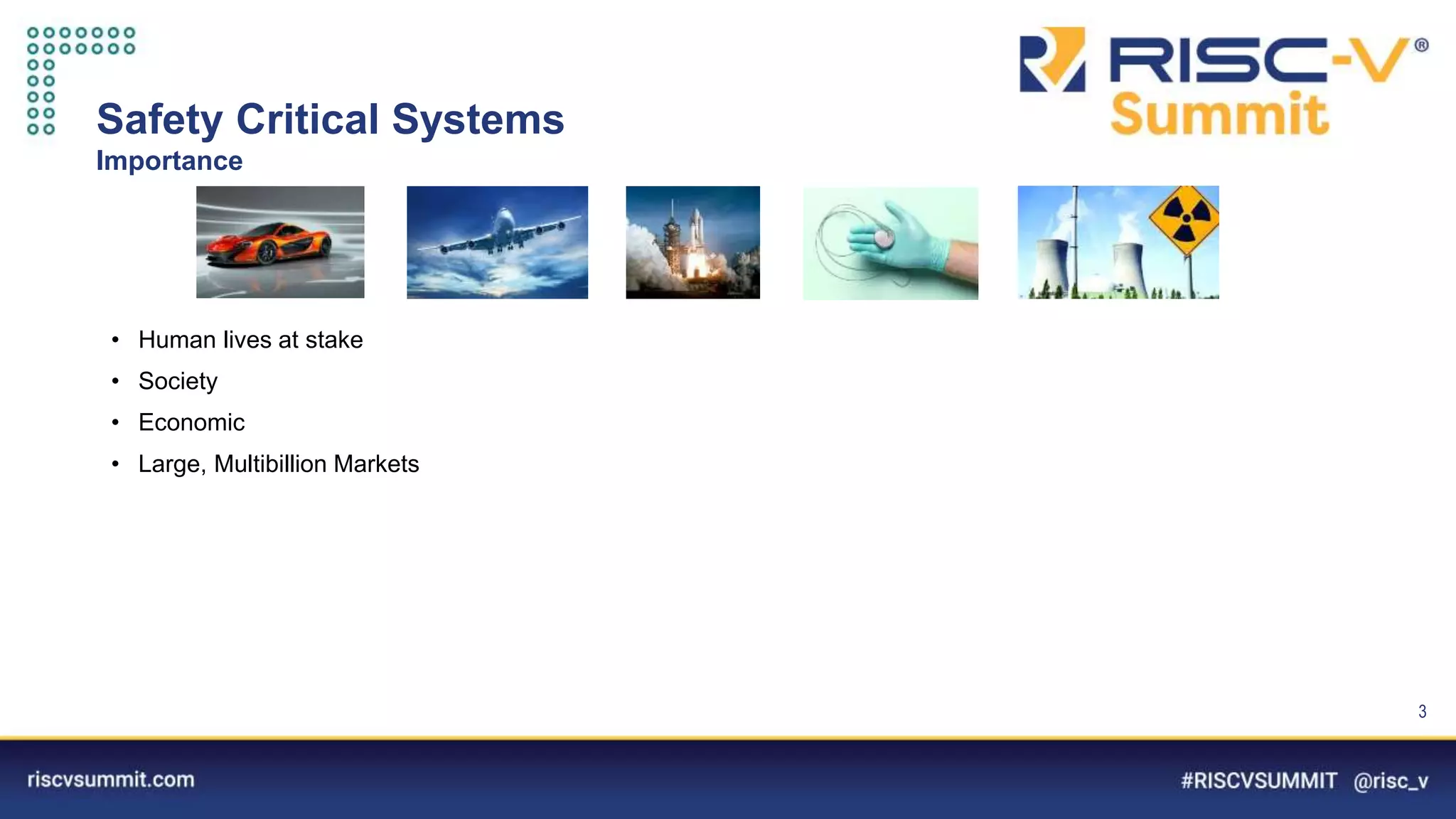 Information Classification: General
Safety Critical Systems
Importance
• Human lives at stake
• Society
• Economic
• Large, Multibillion Markets
3
 