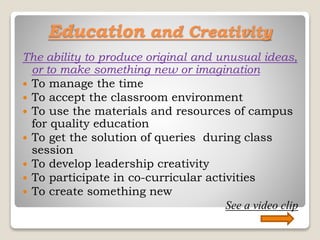 Education- values and creativity | PPTX