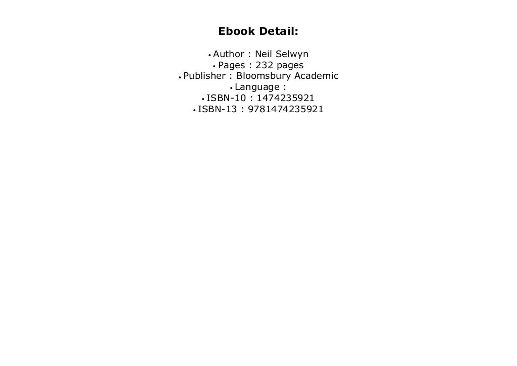 File Education and Technology Key Issues and Debates Epub
