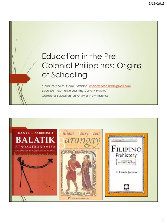 goals of education during pre colonial period