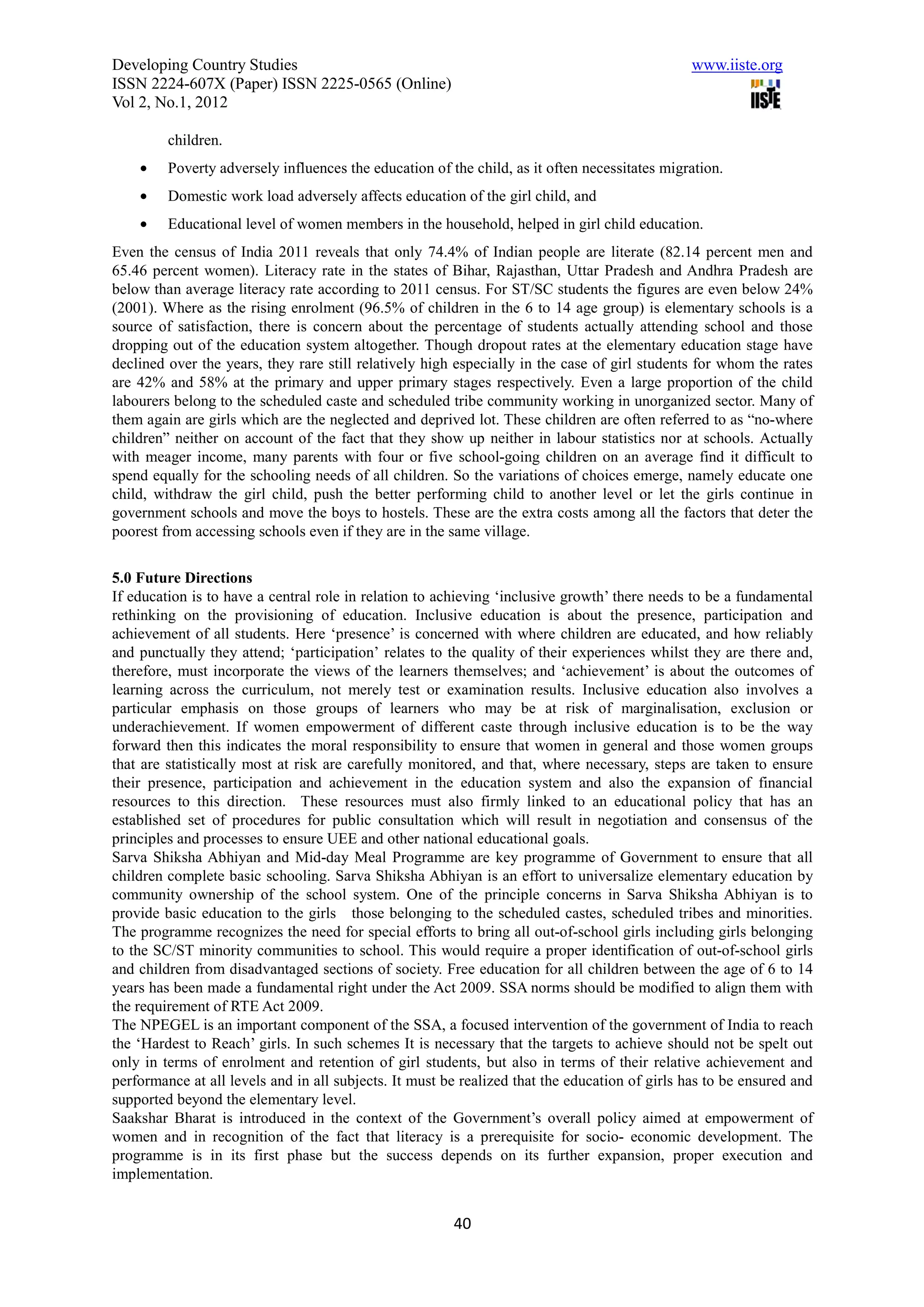 Education the inclusive growth strategy for women empowerment in indian ...