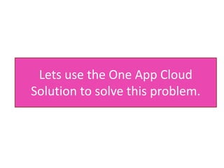 Lets use the One App Cloud
Solution to solve this problem.
 