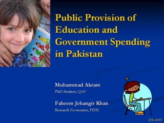 Education and Government Spending in Pakistan