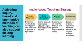 Activating
inquiry-
based and
open-ended
methods of
teaching can
also support
lifelong
learning.
 