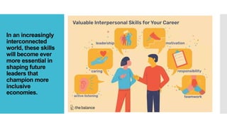 In an increasingly
interconnected
world, these skills
will become ever
more essential in
shaping future
leaders that
champion more
inclusive
economies.
 