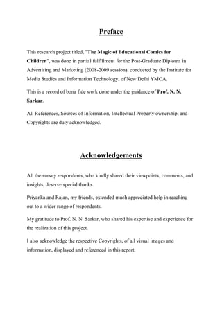 Preface School Project The Magic of Educational Comics for Children | PDF
