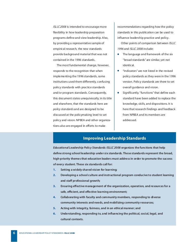 Educational leadershippolicystandardsisllc2008