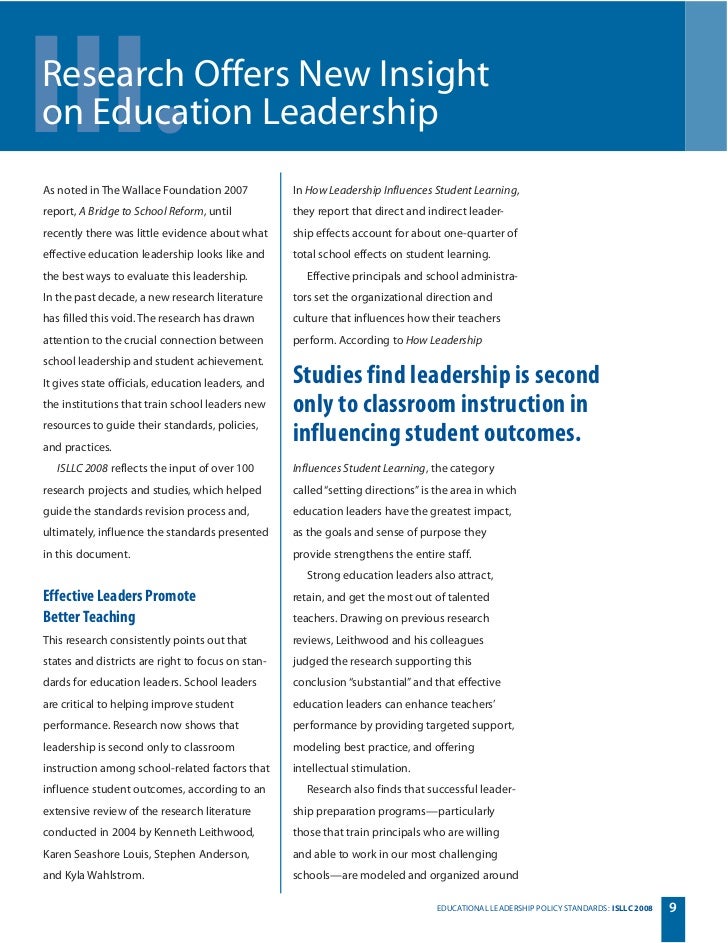 ALIGN ADMINISTRATIVE PRACTICES WITH THE ISLLC STANDARD www