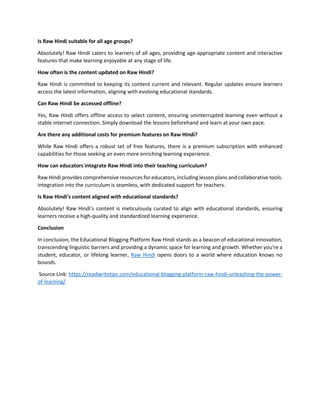 Educational Blogging Platform Raw Hindi Unleashing the Power of