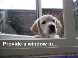 Provide a window in…
cc licensed ( BY NC SA ) flickr photo by Kol Tregaskes:
http://flickr.com/photos/koltregaskes/213069641/
 