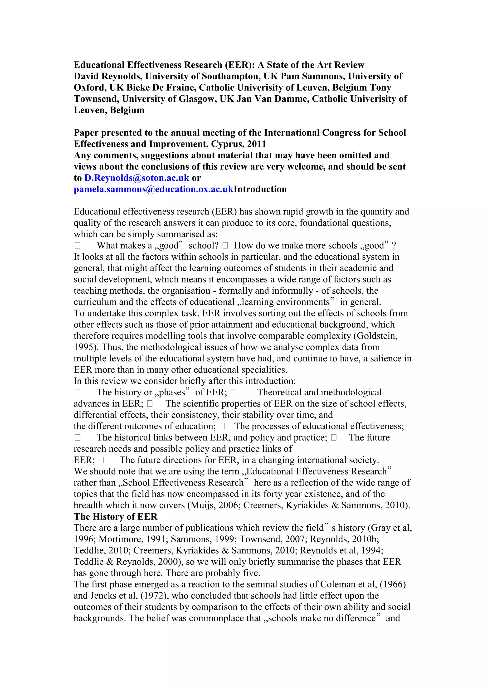 Educational effectiveness research | DOCX