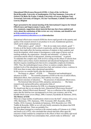 Educational effectiveness research | DOCX