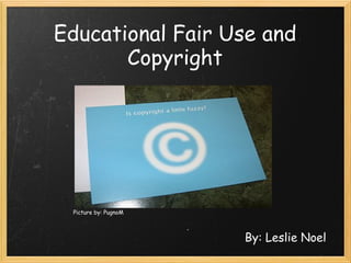 Educational Fair Use and Copyright By: Leslie Noel Picture by: PugnoM 