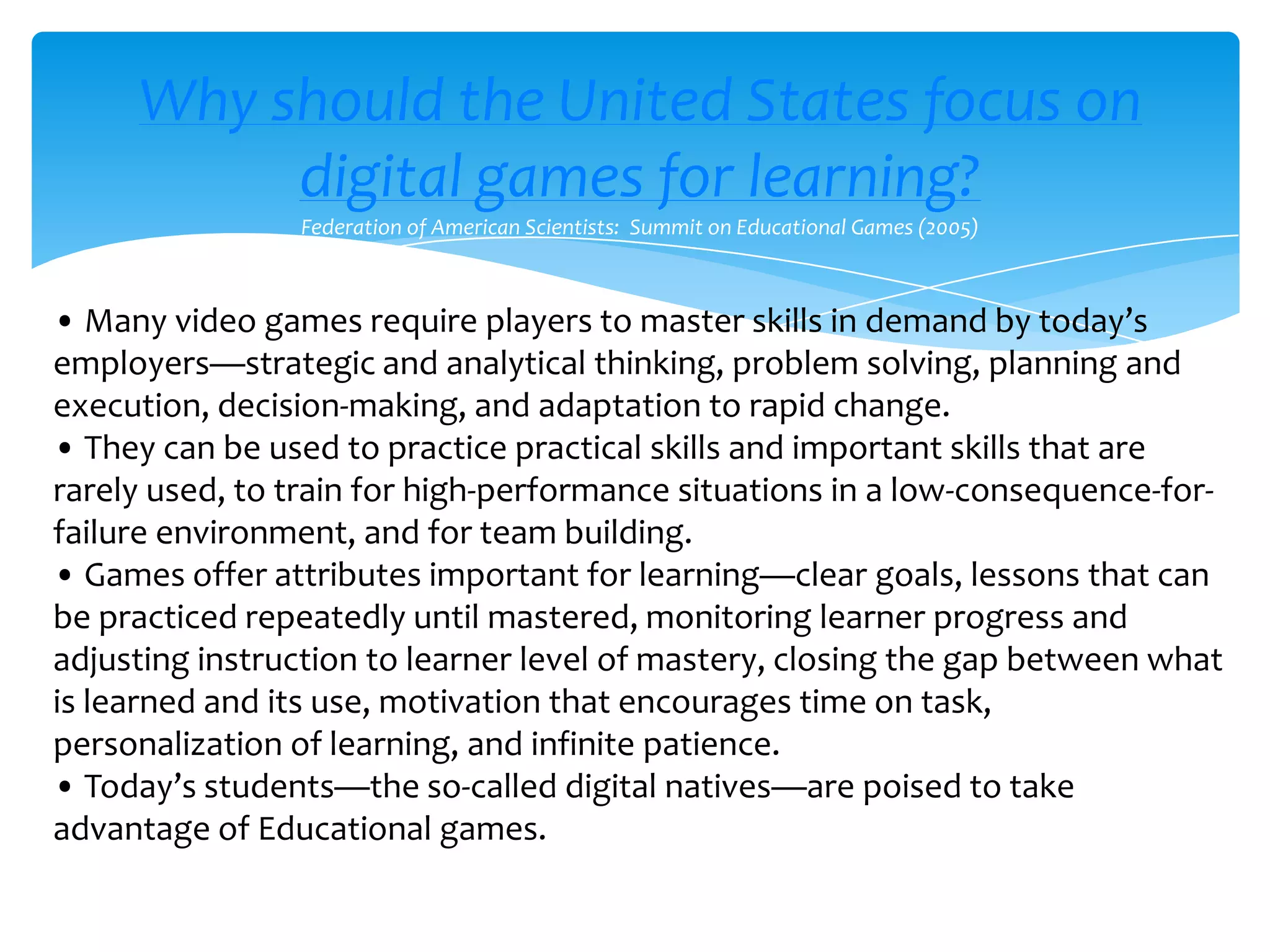 Educational Gaming: ITEC 2011 | PPTX
