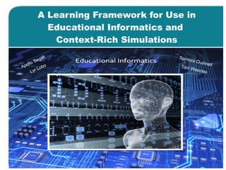 A Learning Framework for Use in Educational Informatics and  Context-Rich Simulations Apollo Segall Spinoza Quinnell Toni Weezles Lyr Lobo 