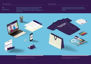 Educational Insight Brand Manual Educational Insight Brand Manual
To help contextualize these concepts and provide
greater understanding of the brand’s intent, a
showcase has been made compiling all designs and
print media.
7.1
Showcase
To protect the integrity of the brand it is important that any future designers and
collaborating institutions adhere to all aspects of this document. It aims to provide
guidance as to how the Educational Insight logo and wordmarks need to appear in various
mediums as well as on collateral materials.
The mock ups should assist in grasping the
Educational Insight brand’s overall vision and
identity.
To protect the integrity of the brand it is important that any future designers and
collaborating institutions adhere to all aspects of this document. It aims to provide
guidance as to how the Educational Insight logo and wordmarks need to appear in various
mediums as well as on collateral materials.
 