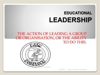 Let’s start with what leadership is
not……
 Leadership has nothing to do with
seniority or one’s position in the hierarchy.
 Leadership has nothing to do with titles.
 Leadership has nothing to do with
personal attributes.
 Leadership is not Management.
 