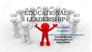 EDUCATIONAL
LEADERSHIP
Under Supervision
Dr. Anjali Sharma
Created by Education Management Students: Spring2017
SUPRATIM DASGUPTA
UPASANA MADHUKALYA,
RONJINI KONWAR
 