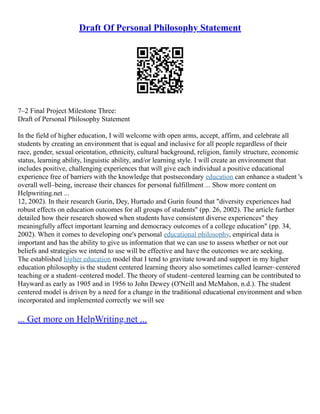 Educational Leadership Philosophy Statement | PDF