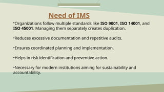 Ims Committee Sample Integrated Management System (IMS) in Education | PPTX