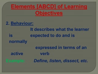 MEU WORKSHOP Educational objectives and taxonomy of learning | PPTX
