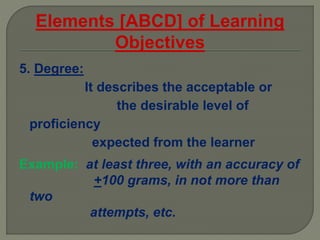 MEU WORKSHOP Educational objectives and taxonomy of learning | PPTX