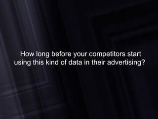 How long before your competitors start using this kind of data in their advertising? 