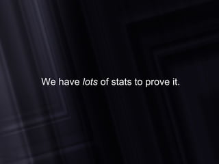 We have  lots  of stats to prove it. 