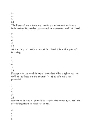 Educational Philosophies Self-Assessment This questionnaire wi.docx
