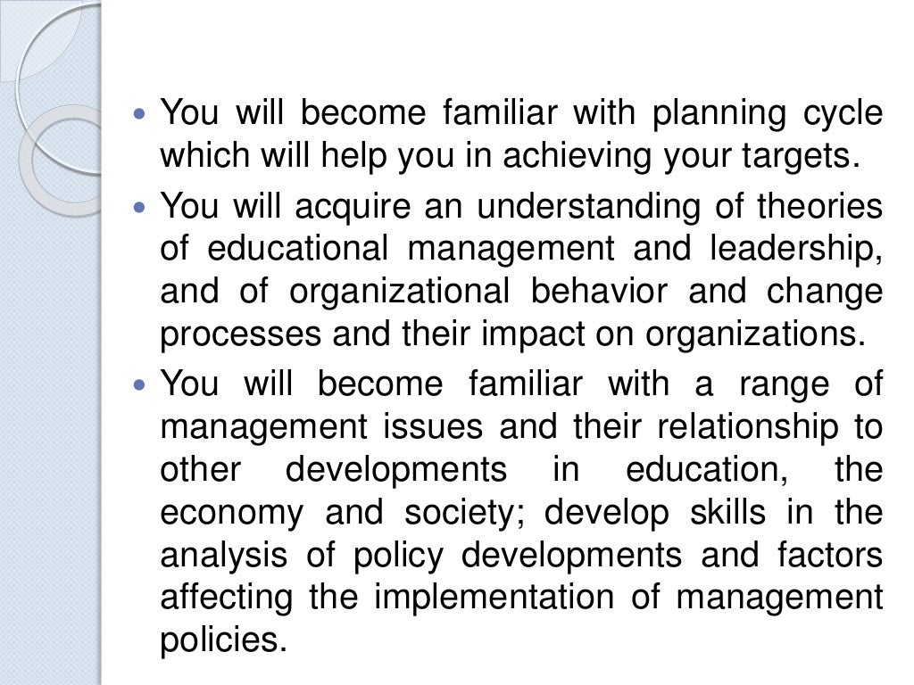 Educational planning and Management