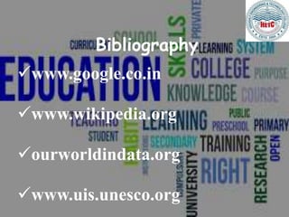 Bibliography
www.google.co.in
www.wikipedia.org
ourworldindata.org
www.uis.unesco.org
 