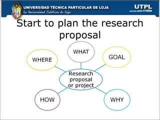 Start to plan the research proposal 