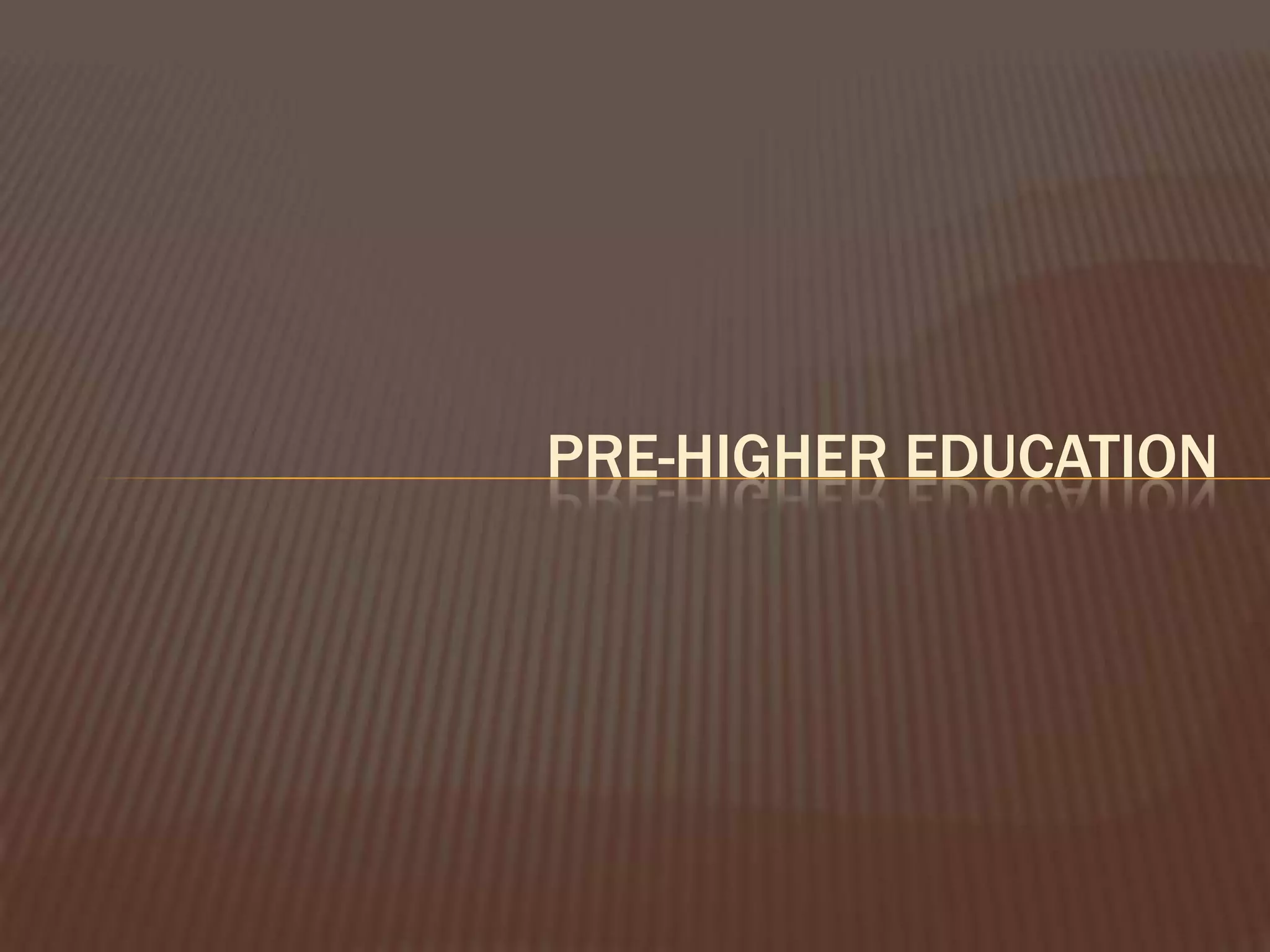 PRE-HIGHER EDUCATION
 