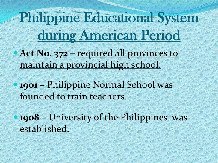 Educational System During American Period Presentation