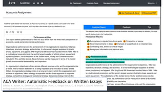 ACA Writer: Automatic Feedback on Written Essays
Gibson, A., Aitken, A., Sándor, Á., Buckingham Shum, S., Tsingos-Lucas, C., & Knight, S. (2017). Reflective
writing analytics for actionable feedback.
 