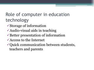 Role of Educational technology | PPTX