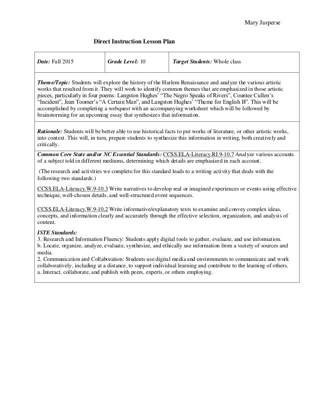 Harlem Renaissance Lesson Plan